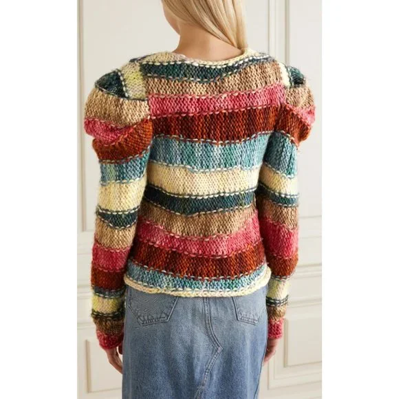 NWT $765 ULLA JOHNSON VIOLETA HAND WEAVED STRIPED MERINO WOOL SWEATER SZ M/L - Picture 6 of 10